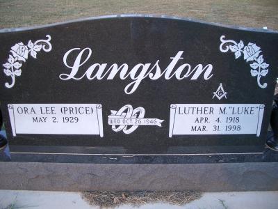 Luther M. Luke Langston b. 1918 d. 1998
