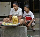 Learning the trade - Pineapple carving in Yangon