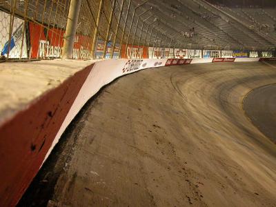 Looking toward turn 1 showing banking