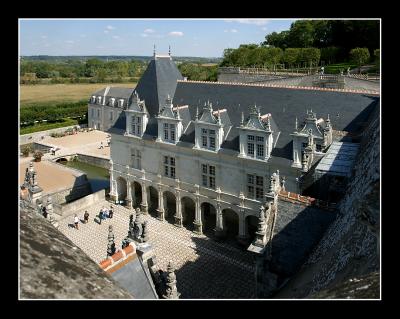 The castle courtyard, viewed from the tower