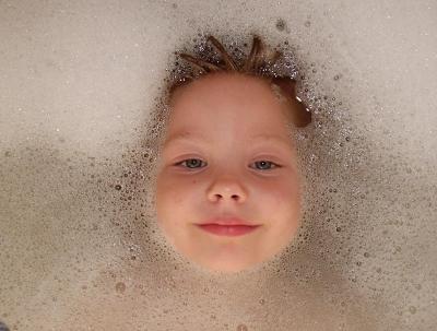 My daughter in bathtub