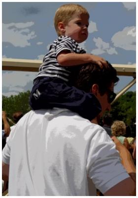 Logan on his Dad's shoulders