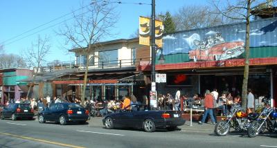 Commercial Drive-Vancouver in early spring noon.