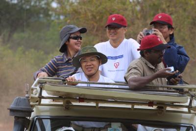 On safari through open roof-top