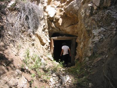 Samuel entering the mine
