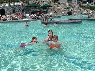 Shelby, Jenn and Boston enjoying the water.