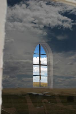 Church window reflection