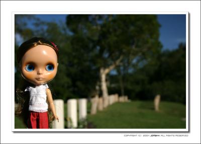 Blythe in cemetery