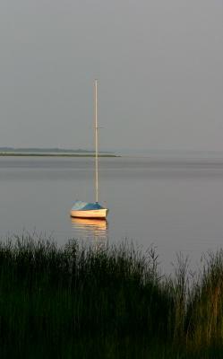 sailboat at sunset in green bay
