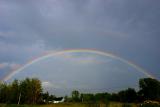 rainbow. over the farm