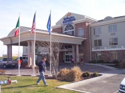 The front of our hotel (with our Senior Pastor in the photo).