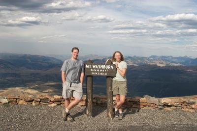 Michelle and I at the top of Mt Washburn