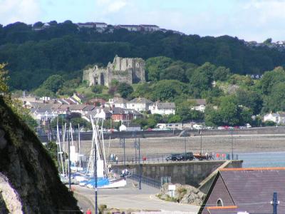 Oystermouth Castle from Mumbles Pier hill