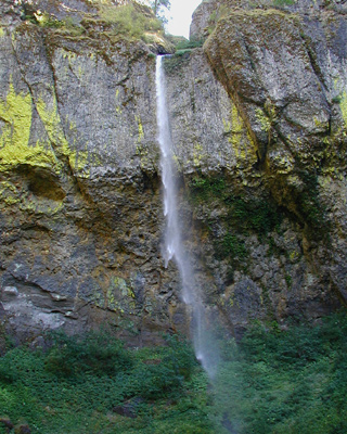 Elowah Falls blowing away in the wind
