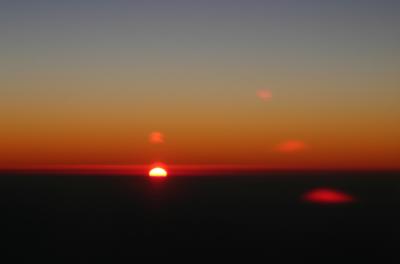 sunrise in southern spain, thru the airplane window