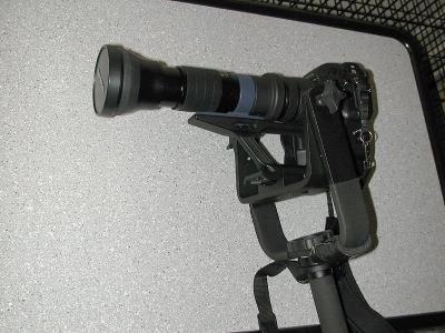 E-20 w/bazooka mounted on Bogen gimbal head (front side view)