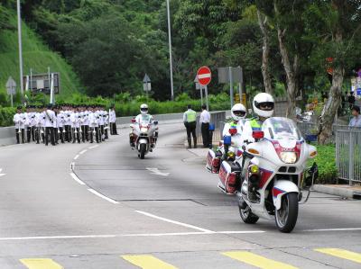 A team of Police FEG (Force Escort Group) cycles arrived.
