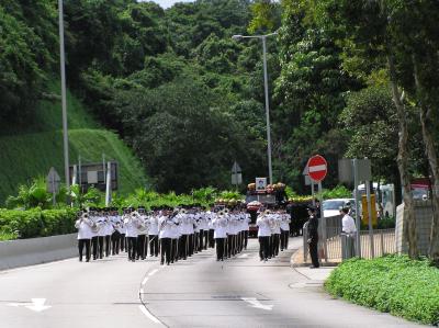 Police Band led the funereal parade to march.