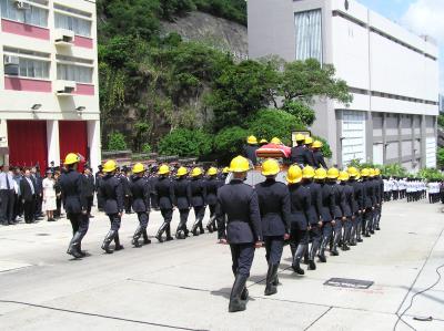 Coffin Escort Team arrived Fire Station.