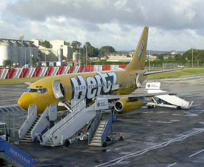 At the airport I chuckled at the U-Rent Hertz plane until I found out it was ours!