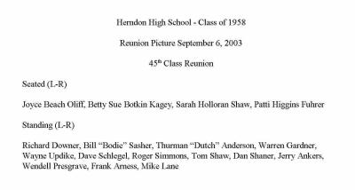 Prior Page - Photo Index Sept. 6, 2003 Reunion