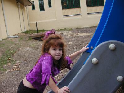 amanda going up slide at glen echo