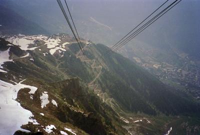 riding the tram back to chamonix