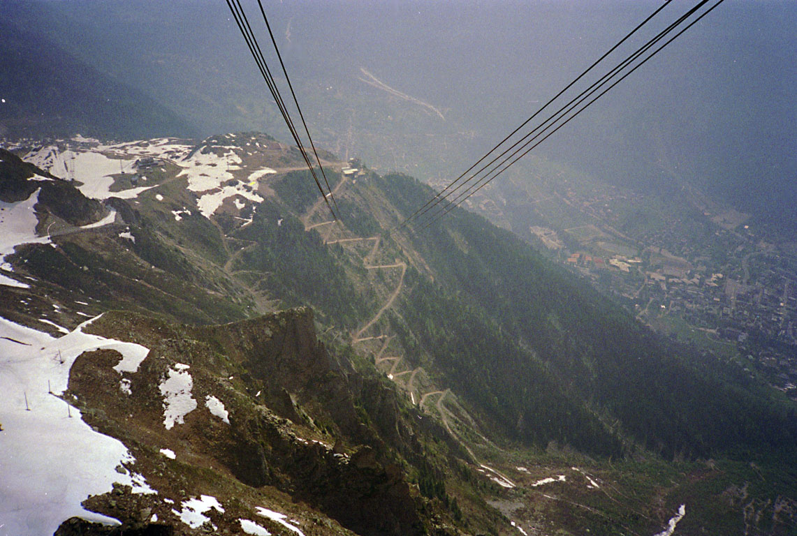 riding the tram back to chamonix