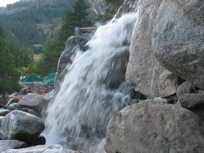 2003 Resort at Squaw Creek rock waterfall, auto shutter speed