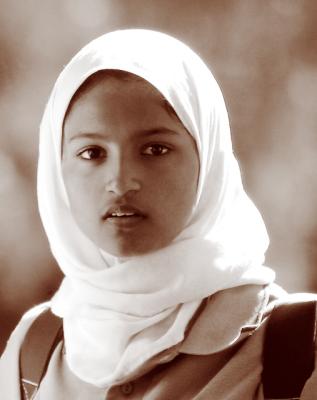 Moslem girl in sepia