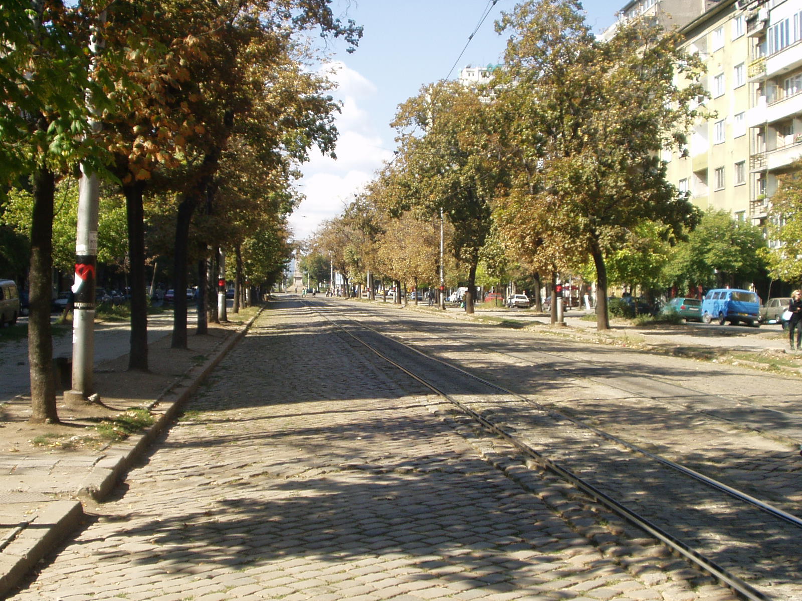 A cobbled street for trams