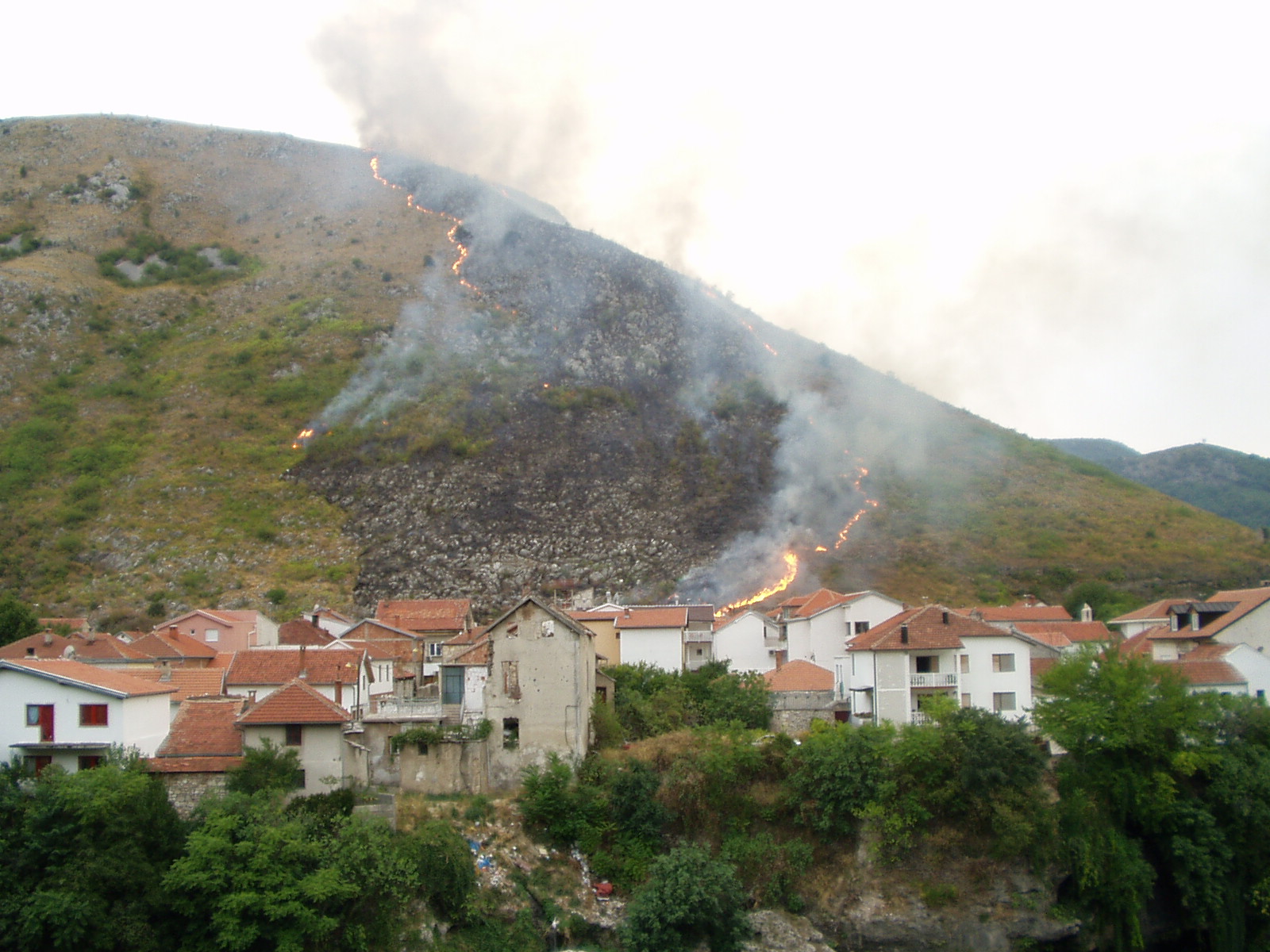 One day, the hill caught fire. It was pretty at night, but I didnt have my camera with me.