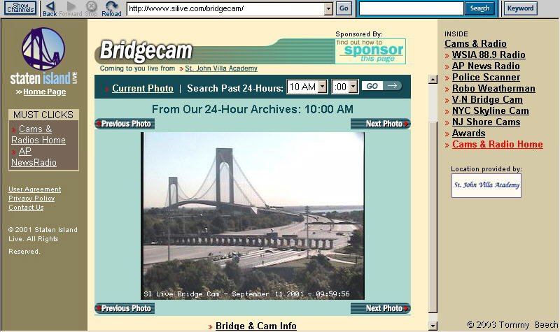 Bridge cam September 11, 2001 a  short time later
