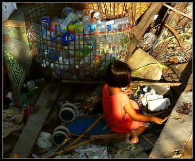 Playing in a garbage dump