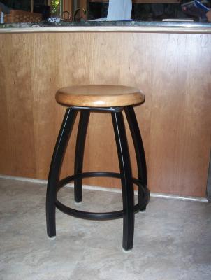 Holland Bar Stools (Misha Swivel), 25, medium maple seat, black wrinkle finish base from www.kitchensource.com