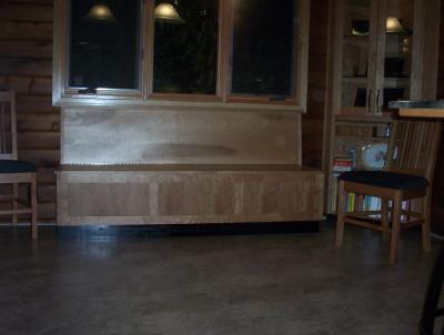 Bench seat still needs cushions. The heating vent is under the center section - that will be MY seat this winter. LOL!