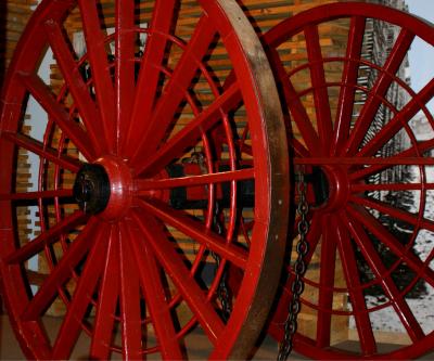 old logging cart wheels