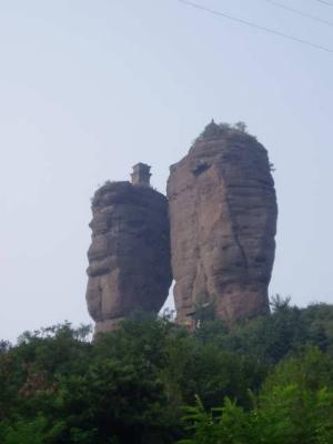 From this angle, the rock formations seem to have human facial features.