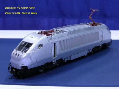 Bachmann HO: New Amtrak HHP8 electric.  Revised Amfleet cars not yet present.