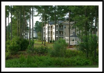 The view from the Wizard Golf Course beyond the gazebo to the units at Windsor Green.