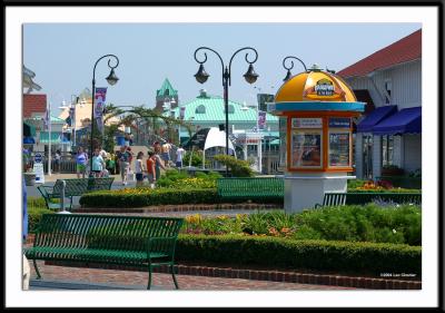 The view from the south side of the lagoon looking north at Broadway at the Beach in Myrtle Beach, SC. Restaurants, shops, theaters, entertainment venues -- all part of the activities at this excellent location.