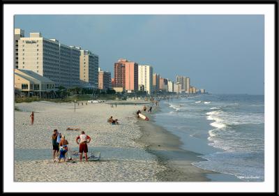 The view looking north along Myrtle Beach from the area of the Springmaid Pier in South Myrtle Beach.