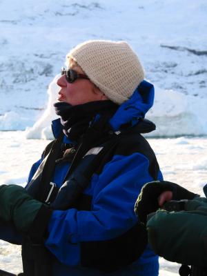 Peggy looking at the Ice Tower