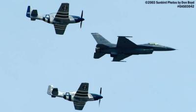 USAF Heritage Flight with F-16, TF-51 Mustangs Crazy Horse and P-51D-25NT Excalibur aviation air show stock photo #6813
