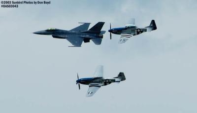 USAF Heritage Flight with F-16, TF -51 Mustang Crazy Horse and P-51D-25NT Excalibur aviation air show stock photo #6814