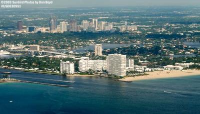 2003 - Port Everglades Inlet and downtown Ft. Lauderdale landscape aerial stock photo #7084