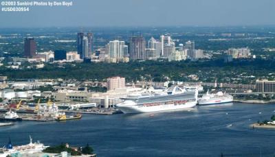2003 - Port Everglades and downtown Ft.  Lauderdale landscape aerial stock photo #7089