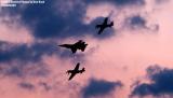 USAF Heritage Flight of F-16, TF-51 Mustang Crazy Horse and P-51D-25NT Excalibur sunset aviation stock photo #6753