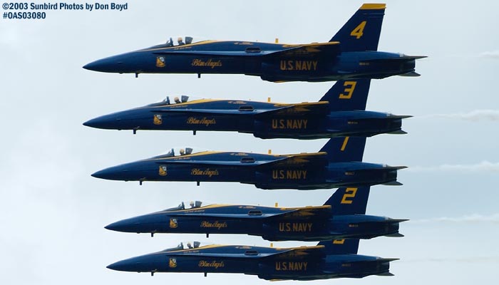 USN Blue Angels F/A-18 Hornets military aviation air show stock photo #6917