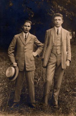 With a friend, c. 1925